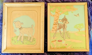 1940s Bambi & Lamb Antique Vintage Disney Pictures Prints by J.T. Citroen NYC - Picture 1 of 9