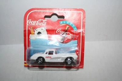 1958 CORVETTE-COCA COLA CAR DIECAST-1/64-WHITE-GOOD-CARDED-1997 MAJORETTE - Image 1 of 4