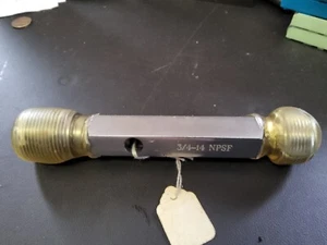 3/4 - 14 NPSF PIPE THREAD PLUG GAGE .75 GO NO GO P.D.'S = .9805 & .9872 0.75" - Picture 1 of 3