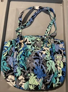 VERA BRADLEY Glenna Tote Shoulder Bag Camofloral Blue Multi Floral Purse Bag - Picture 1 of 7