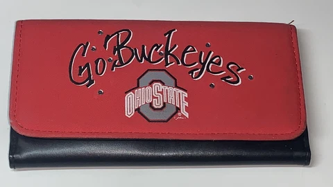 OHIO STATE  GO BUCKEYES WOMENS WALLET LADIES ORGANIZER CLUTCH Fold Snap Card ID Cover