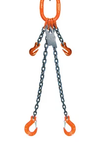 Chain Sling - 9/32" x 5' Double Leg with Sling Hooks and Adjusters - Grade 100 - Picture 1 of 1