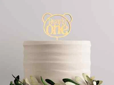 Bearly One Cake Topper - Madera rústica 1er cumpleaños decoración - género neutro Foto 1 de 4