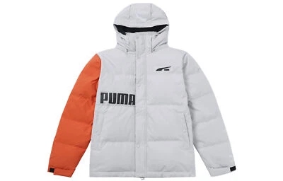 PUMA Color Block Logo Letter Print Hooded Down Jacket - Image 1 of 2