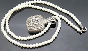 ¡¡ÚNICO EN SU CLASE!! COLLAR VINTAGE PERLAS GENUINAS MARCASITAS PLATA ESTERLINA 16" - Imagen 1 de 4