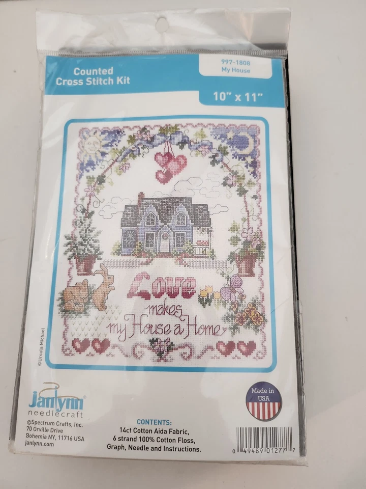 Janlynn Cross Stitch Kit 1999 "love Makes My House a Home " 10x11