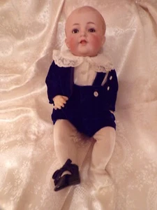 Antique Boy Doll with Jewish Star of David on Head & String Eyelashes - Picture 1 of 13
