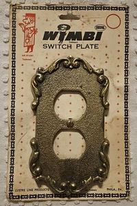 Vintage WIMBI Wall Plate Double Oulet NOS Gold Tone - Picture 1 of 11