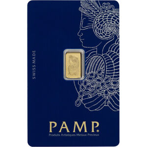 1 gram Gold Bar - PAMP Suisse - Fortuna - 999.9 Fine in Sealed Assay