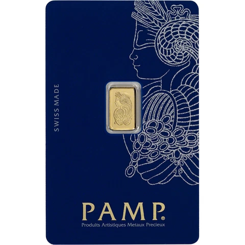 1 gram Gold Bar - PAMP Suisse - Fortuna - 999.9 Fine in Sealed Assay Cover