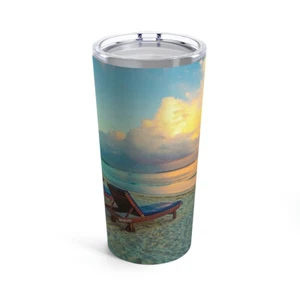 Beach Scene with Chairs Tumbler 20oz - Picture 1 of 7