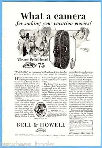 1928 BELL & HOWELL advertisement, FILMO Movie Camera, model 75 - Foto 1 di 1