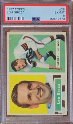 1957 Topps Football #28 Lou Groza Cleveland Browns PSA 6 - Image 1 of 2