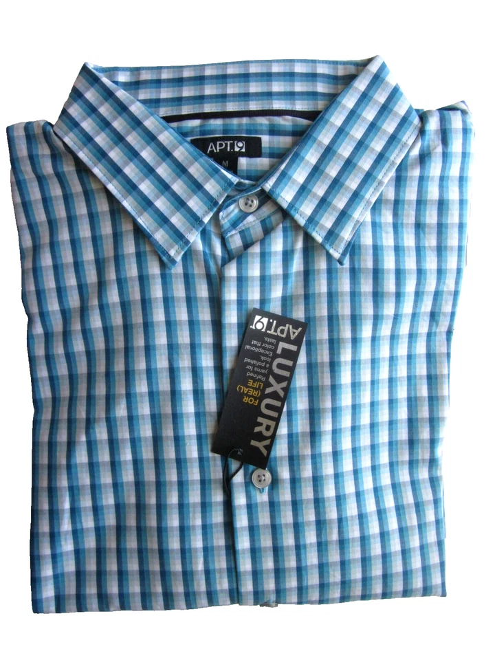 New $44.00 APT.9 Men Luxury Long Sleeve Plaid Shirt - Modern Fit - Size:  M - Image 1 of 1