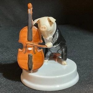 Stephen Bartley Hand-Painted Porcelain Pig Figurine - Musician playing cello - Picture 1 of 5