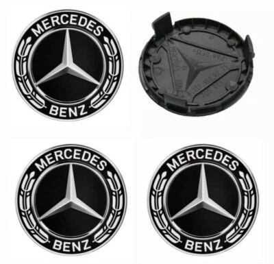 4 x Mercedes-Benz Nabendeckel Radnabenkappen Nabenabdeckung 75mm New DE - Bild 1 von 4