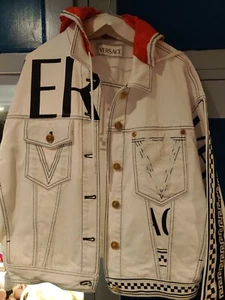 Versace Graphic Denim Jacket White EU SIZE 44 - Picture 1 of 7