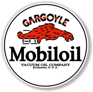 10" redondo MOBIL MOBILOIL GÁRGOLA CALCOMANÍA LATA ACEITE GAS BOMBA GASOLINA - Imagen 1 de 1
