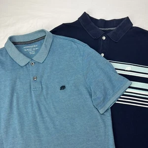 2 Men's Banana Republic Short Sleeve Polo Shirts Blue 100% Cotton Size XL - Picture 1 of 12