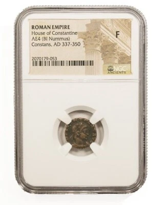 Moneda NGC (F) Romana AE4 de Constante I (AD 337-350) FINA NGC Antigua Certificada Foto 1 de 3