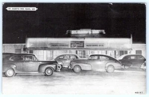 1940er EICHEN MARYLAND ST MARY'S INN RESTAURANT COCA COLA SCHILD ALTE AUTOS POSTKARTE - Bild 1 von 2