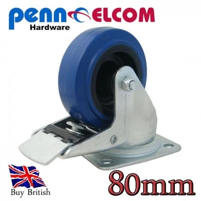 Penn Elcom 80 mm blaues Rad gebremst drehbare Rolle Flightcase Armaturen