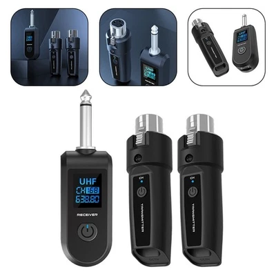 Adattatore wireless chitarra UHF XLR trasmettitore ricevitore microfono set per microfono mixer audio - Immagine 1 di 4