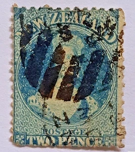 New Zealand: 1864 Q.V. 2p. Blue. Used. - Picture 1 of 8