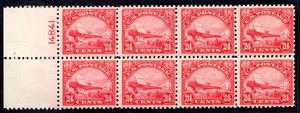 US AIR MAIL 1923 SCOTT #C6 BLOCK OF 8 WITH PLATE # MINT NEVER HINGED NEAT PERFS - Picture 1 of 2
