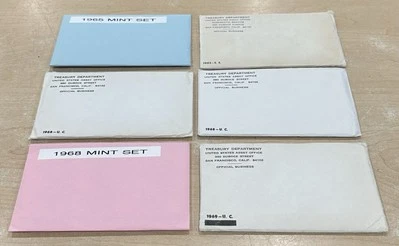 Lot of 6 United States Mint Coin Sets 1965 (2), 1968 (3), 1969 Free Ship - Image 1 of 4