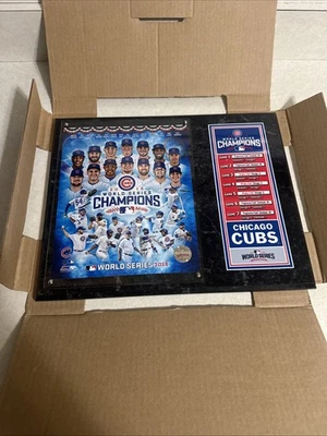 Placa de madera de la lista de campeones de la Serie Mundial de béisbol de los Chicago Cubs 2016 15" x 12" Foto 1 de 2