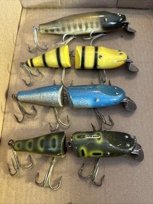 Винтажная приманка Creek Chub Jointed Pike Wood STRIPER разных цветов длина 6 дюймов - Изображение 1 из 4