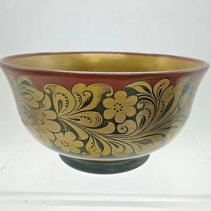 Chinese Lacquer Bowl - Wooden with Gold/Black/Red Decoration 17.5cm Diameter - Picture 1 of 14