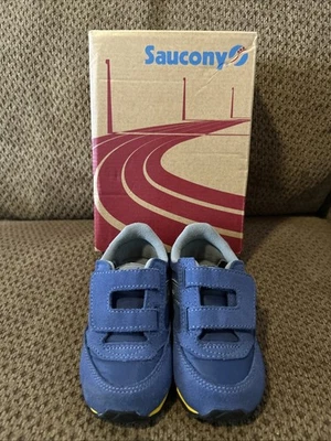Nuevo SAUCONY Originales Talla 7.5 M Niños Bebé Jazz Gancho y Bucle Zapatilla AZUL GRIS Foto 1 de 4