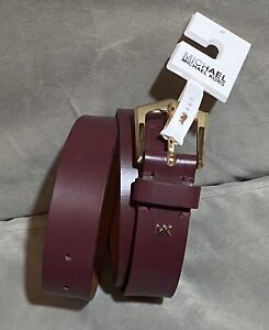 Michael Kors MK Dark Berry Maroon Leather Belt, Medium, $58.00