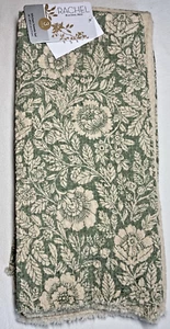 RACHEL ROY TOALLAS DE COCINA (3) FLORES VERDE CREMA GOFRE 100% ALGODÓN NUEVO EN PAQUETE - Imagen 1 de 3