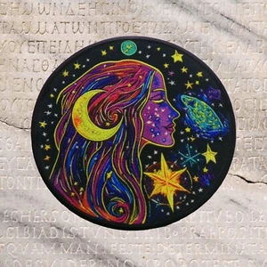 Constellation Virgo Patch Iron-On Applique, Maiden Zodiac, Astrology, Moon Stars - Picture 1 of 22