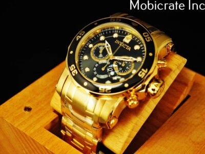 NEW Invicta Men's 48mm PRO DIVER SCUBA Chronograph Gold Tone Black Dial SS Watch - image 1 of 4