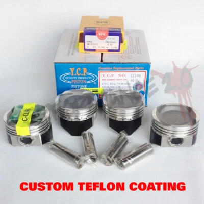 75.5mm D16 YCP Vitara TURBO Pistons NPR Rings LOW COMP TEFLON COATED Honda - Image 1 of 2