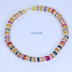 Yellow Pink Blue Padparadscha Green Sapphire Faceted Heishi Rondelle Bead 5" - Picture 1 of 6