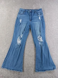 Almost Famous Teens Denim Jeans 13 Blue Wide Leg Distressed Cotton Blend - Picture 1 of 14