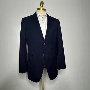 Custom Tailored Men's 42R Blue Cotton Sport Coat Blazer Jacket 2-Button - Picture 1 of 10