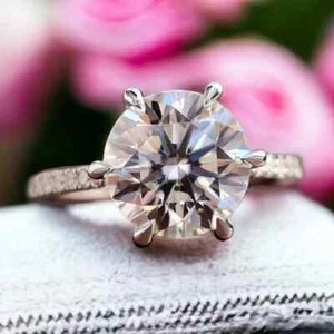 2.78 TCW Round Cut Moissanite Women's Engagement Ring In 14k White Gold Plated - Picture 1 of 7