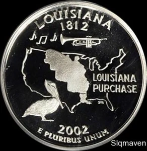 2002 S 90% Silver Louisiana State Quarter Deep Cameo Gem Proof - Picture 1 of 1