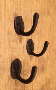 Three Cast Iron Coat Hooks Rust Rustic Brown Three (3) 01203 - Picture 1 of 12