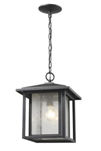 Z-Lite 554CHB-BK Aspen -1 Light Outdoor Chain Moun/ Lantern  Seaside Style -Blk - Picture 1 of 3