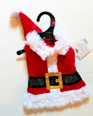 Santa Claus Suit Red Velvet Christmas Holiday Costume Dog Outfit Size XS NEW - Image 1 of 2