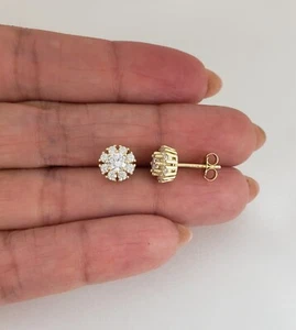 Orecchini a perno tondo uomo donna argento sterling 925 diamanti simulati - Foto 1 di 1