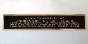 Alan Trammell Detroit Tigers Nameplate For A Baseball Bat Display Case 1.5" X 6" - Picture 1 of 12