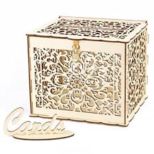 Wedding Card Box Wooden Hollow Card Box DIY Envelop Gift Money Box Hollow Out...